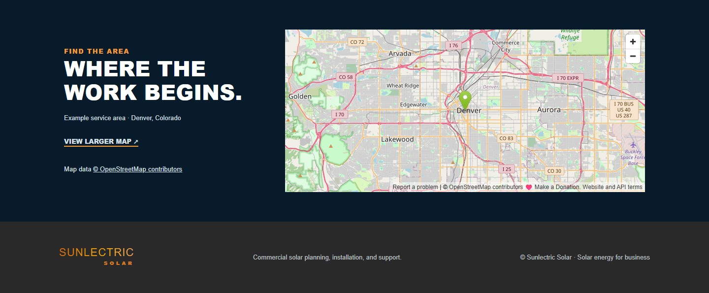 Sunlectric footer with OpenStreetMap